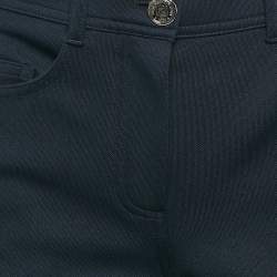 Pre Owned بنطلون فندي بيكيه جيرسي كحلي بتفاصيل شريط الشعار مقاس صغير - سمول