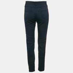 Pre Owned بنطلون فندي بيكيه جيرسي كحلي بتفاصيل شريط الشعار مقاس صغير - سمول