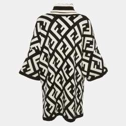 Fendi Black/White Zucca Jacquard Wool Blend Turtle Neck Sweater M