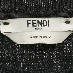 Pre Owned Fendi Black Zucca Monogram Jersey Pullover Top XS