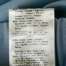 Pre Owned Fendi Light Blue Logo Side Stripe Jersey Wide Leg Track Pants S