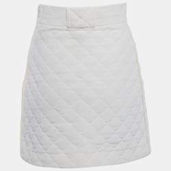 Fendi Off-White Quilted Silk Mini Skirt S