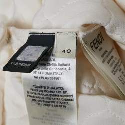 Fendi Off-White Quilted Silk Mini Skirt S