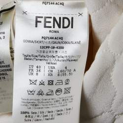 Fendi Off-White Quilted Silk Mini Skirt S
