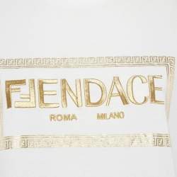 Pre Owned Fendi White Logo Embellished Cotton Crew Neck T-Shirt M