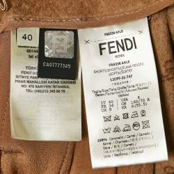 Fendi Beige Camel Felt Pleated Shorts S