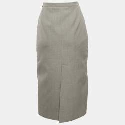 Fendi Grey Wool Zipper Detail Pencil Skirt M