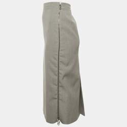 Fendi Grey Wool Zipper Detail Pencil Skirt M