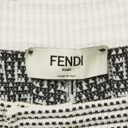 Pre Owned Fendi Black/Wite Zucca Stretch Knit Culottes M