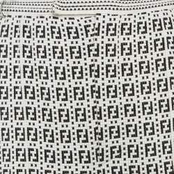 Pre Owned Fendi Black/Wite Zucca Stretch Knit Culottes M