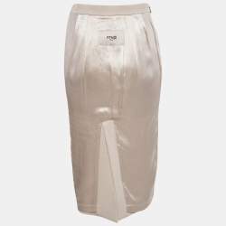 Fendi Light Pink Gabardine Zip-Up Midi Skirt S