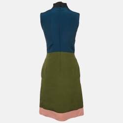 Fendi Green/Blue Crepe Sleeveless Short Dress S
