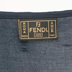 Fendi Navy Blue Jersey Tie-Up Detail Wrap Skirt M