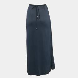 Fendi Navy Blue Jersey Tie-Up Detail Wrap Skirt M