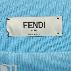 Pre Owned Fendi Blue Silk Side Stripe Detail Pleated Joggers S