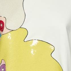 Fendi White Cotton Graphic Beads Embellished T-Shirt S