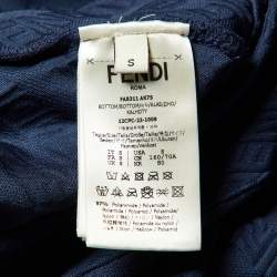 مملوكة مسبقًا Fendi Navy Blue FF Logo Jacquard Knit Leggings S