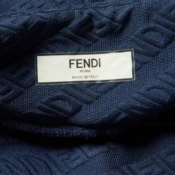 مملوكة مسبقًا Fendi Navy Blue FF Logo Jacquard Knit Leggings S