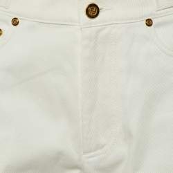 مملوكة مسبقًا Fendi White Denim FF Detail Straight Fit Jeans M/Waist 30"