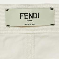 مملوكة مسبقًا Fendi White Denim FF Detail Straight Fit Jeans M/Waist 30"