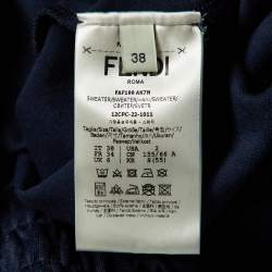 Pre Owned Fendi Navy Blue Jersey Cropped Hoodie & Trousers Set S