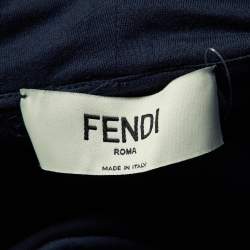 Pre Owned Fendi Navy Blue Jersey Cropped Hoodie & Trousers Set S
