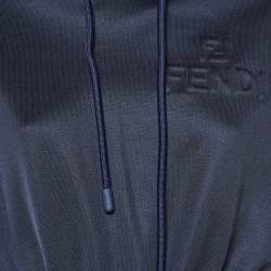 Pre Owned Fendi Navy Blue Jersey Cropped Hoodie & Trousers Set S