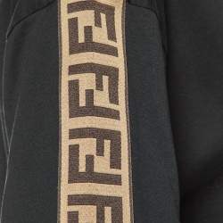 Pre Owned Fendi Black FF Logo Embossed Cotton Crew Neck T-Shirt M