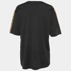 Pre Owned Fendi Black FF Logo Embossed Cotton Crew Neck T-Shirt M