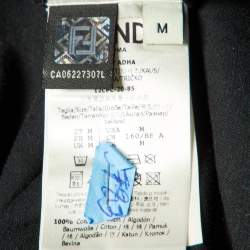 Pre Owned Fendi Black FF Logo Embossed Cotton Crew Neck T-Shirt M