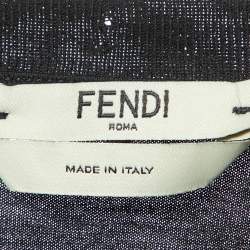 Pre Owned Fendi Black FF Logo Embossed Cotton Crew Neck T-Shirt M