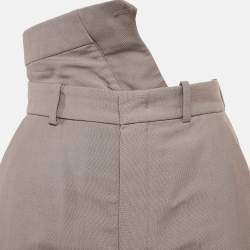 Fendi Beige Wool Blend Folded Waist Tapered Trousers XS