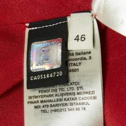 Pre Owned Fendi Red Silk and Crepe Pleated Cocktail Maxi Dress L
