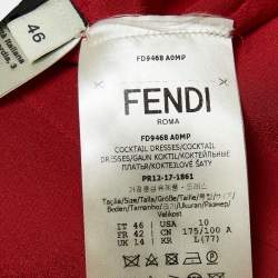 Pre Owned Fendi Red Silk and Crepe Pleated Cocktail Maxi Dress L