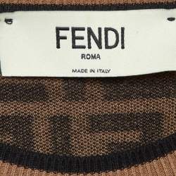 Pre Owned Fendi Brown Zucca Monogram Knit Sweatshirt S