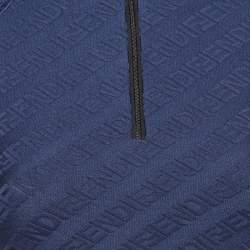 Fendi Navy Blue FF Logo Jersey Crop Top & Leggings Set S/M 