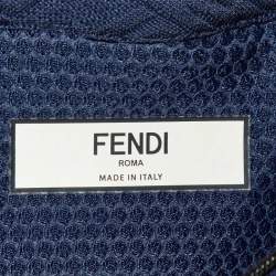 Fendi Navy Blue FF Logo Jersey Crop Top & Leggings Set S/M 