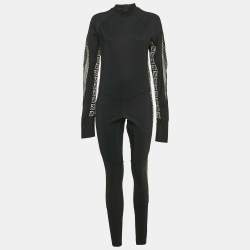Fendi Black FF Logo Print Jersey Trimmed Jumpsuit M