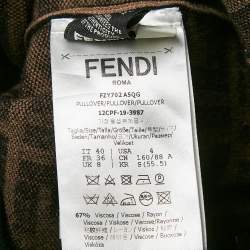 Fendi Brown FF Jacquard Knit Crew Neck Sweater S