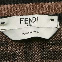 Fendi Brown FF Jacquard Knit Crew Neck Sweater S