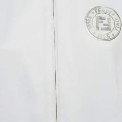 Fendi White Jersey Logo Tape Trimmed Zip-Up Jacket L