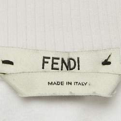 Fendi White Jersey Logo Tape Trimmed Zip-Up Jacket L