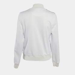 Fendi White Jersey Logo Tape Trimmed Zip-Up Jacket L