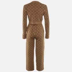 Fendi Brown Jacquard Knit Cardigan and Trousers Set M/S