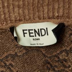 Fendi Brown Jacquard Knit Cardigan and Trousers Set M/S