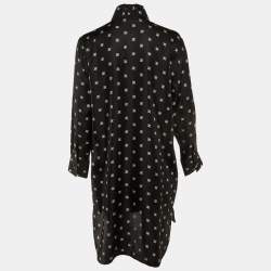 مملوكة مسبقًا Fendi Black Logo Printed Silk Midi Dress M