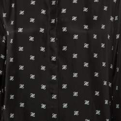 مملوكة مسبقًا Fendi Black Logo Printed Silk Midi Dress M