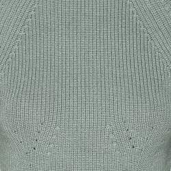 Pre Owned Fendi Mint Blue Knit High Neck Half Sleeve T-Shirt M