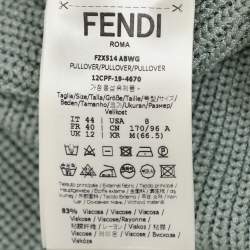 Pre Owned Fendi Mint Blue Knit High Neck Half Sleeve T-Shirt M