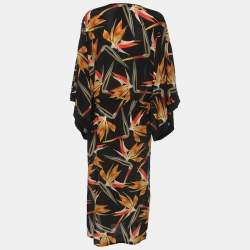 Pre Owned Fendi Multicolor Birds of Paradise Print Silk Kaftan L